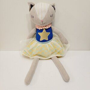 Pillowfort Cat Princess Ballerina 18” Long Gray Plush Star Blue Decor Toy